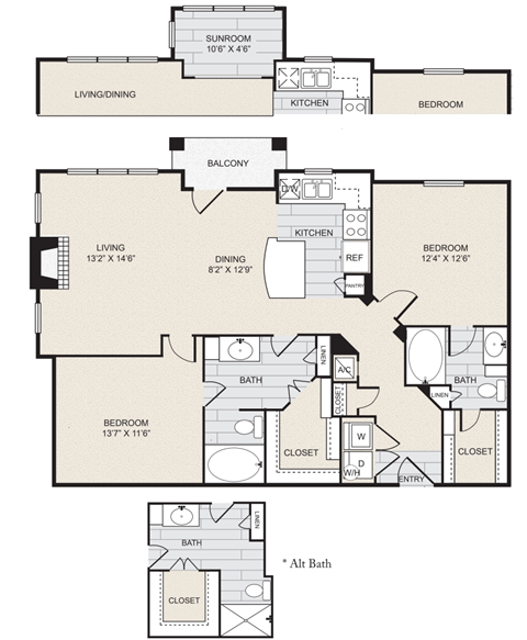 a floor plan of a living room and a bedroom
